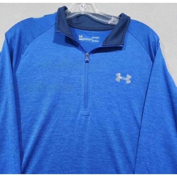 Under Armour Polo Shirt Mens Large Blue HeatGear Loose Long Sleeve - Picture 3 of 15